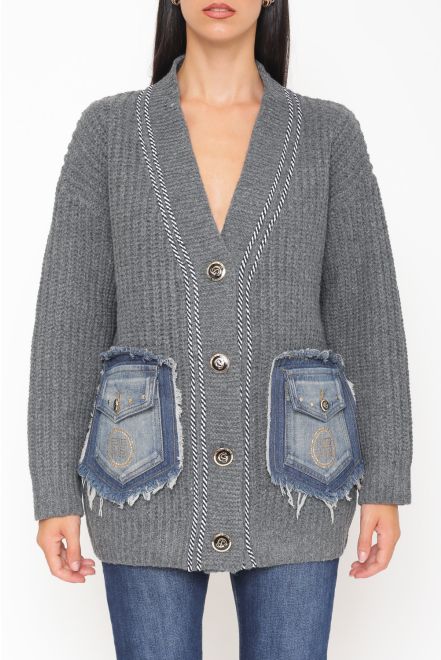 Cardigan Tasche Denim